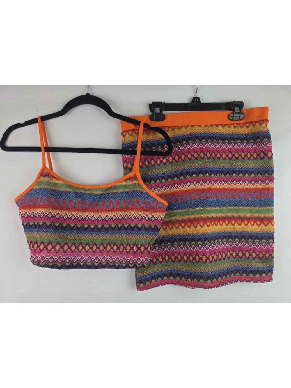 Verdusa Women's 2 Piece Outfit Size Large Multicolor Striped Skirt & Crop Top